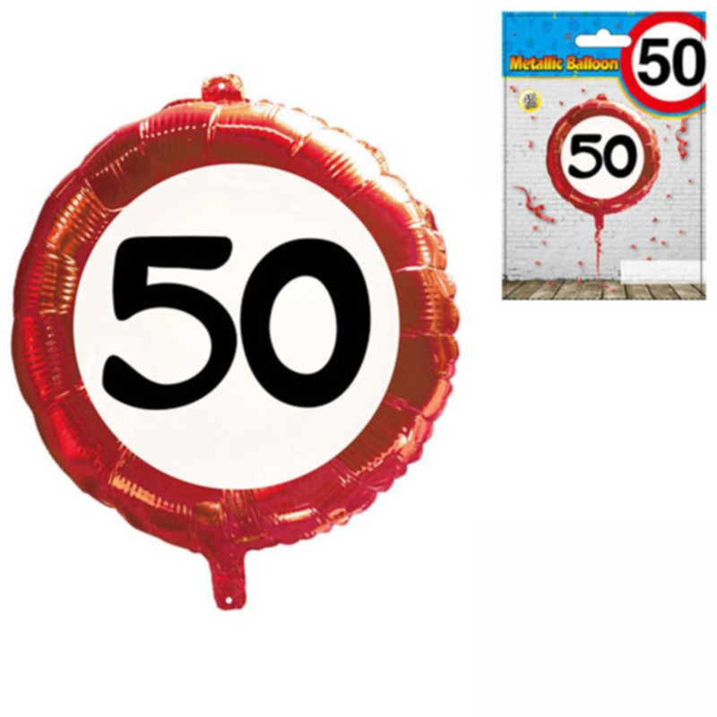 Udo Schmidt Folien Ballon 50. Geburtstag ca. 45 cm aus Kunststoff glänzende Partydekoration für den runden Geburtstag